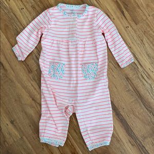 EUC Carter’s Striped Outfit with Floral Trim